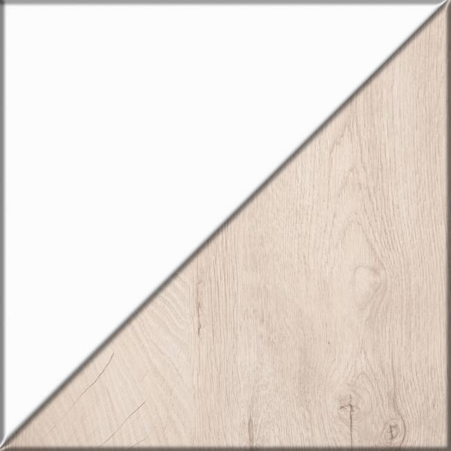 Кровать двуспальная Муссон 1600 с ортопедическим основанием и прикроватная тумба цвет белый/дуб эндгрейн элегантный