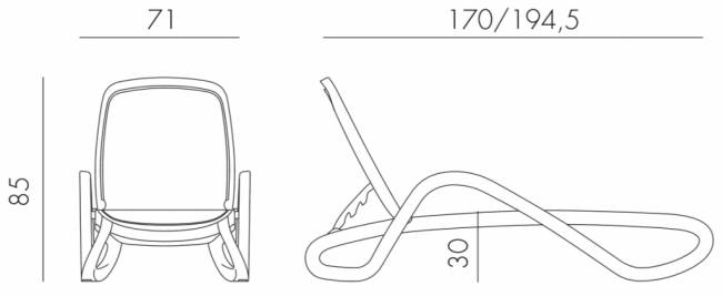 Шезлонг-лежак пластиковый Alfa белый, тортора 1700-1945х710х850 мм Шезлонг-лежак пластиковый Alfa белый, тортора 1700-1945х710х850 мм