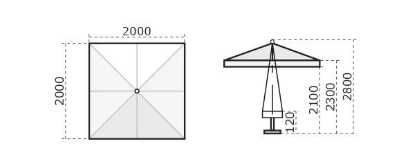 Зонт профессиональный 2х2 м Palladio Standard натуральный, слоновая кость 2000х2000 мм Зонт профессиональный 2х2 м Palladio Standard натуральный, слоновая кость 2000х2000 мм