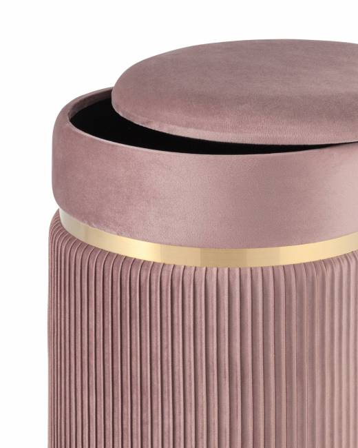 Пуф Миранда с ящиком велюр розовый