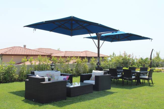 Зонт профессиональный двухкупольный 6х4 м Double Banana T бежевый 6000х4000 мм