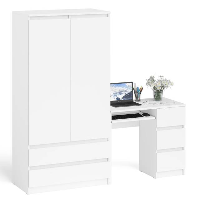 Компьютерный стол с ящиками правый и шкаф-комод МШ900.1 Мори цвет белый Компьютерный стол с ящиками правый и шкаф-комод МШ900.1 Мори цвет белый