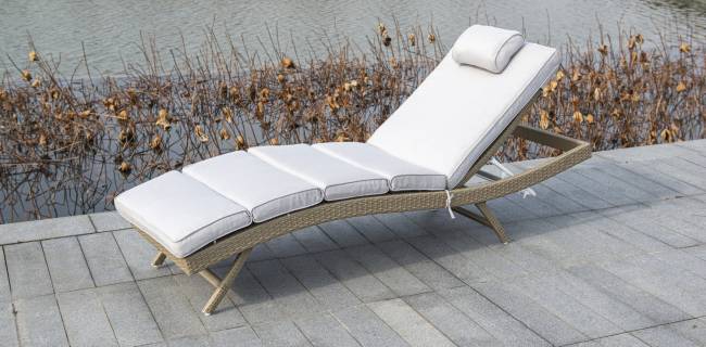 "Лиссабон" шезлонг из искусственного ротанга, цвет соломенный "Лиссабон" шезлонг из искусственного ротанга, цвет соломенный
