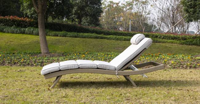 "Лиссабон" шезлонг из искусственного ротанга, цвет соломенный "Лиссабон" шезлонг из искусственного ротанга, цвет соломенный