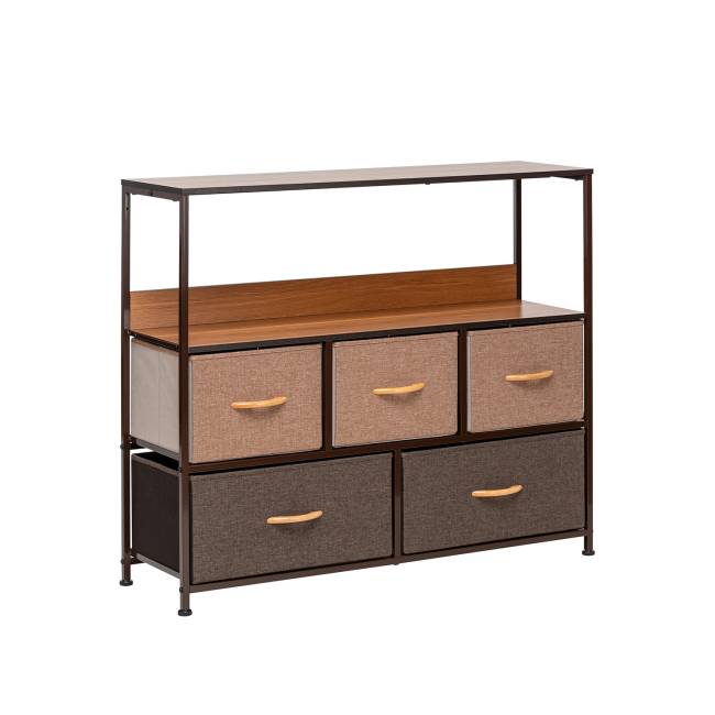 Комод Leset Локи 5 ящиков с полкой Коричневый Бежевый, светло-коричневый, темно-коричневый