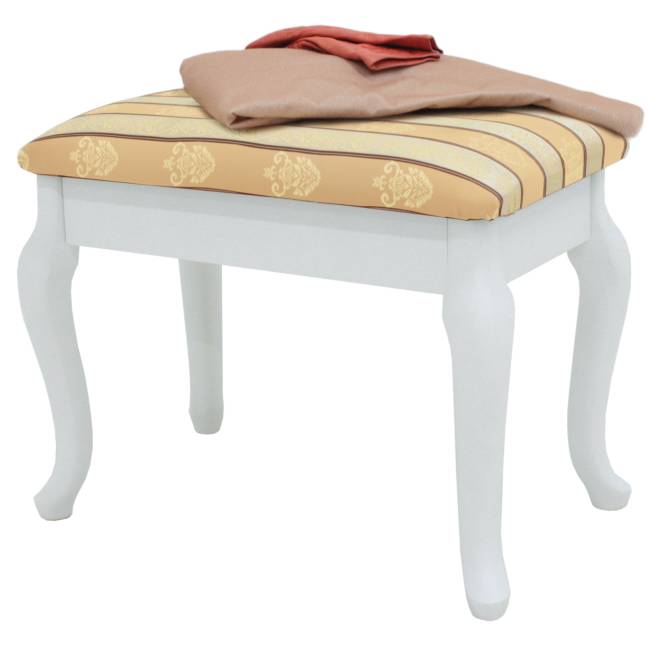 Банкетка Ретро с ящиком белый, ткань полоса бежевый