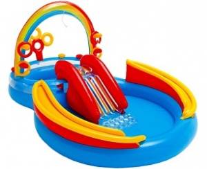 Игровой центр 297х193х135см "Радуга" с разбрызгивателем, горкой и игрушками, 381л, до 81кг, от 2 лет