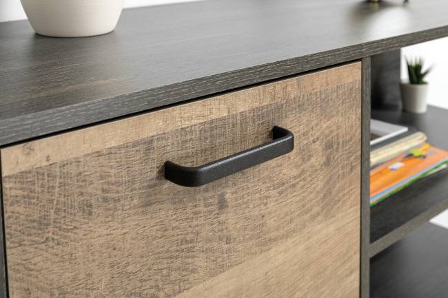 Стенка в гостиную Трувор № 54 с тумбой с подсветкой цвет дуб гранж песочный/интра