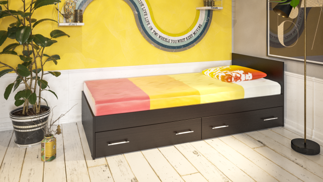 Кровать с ящиками Стандарт 0900 цвет венге