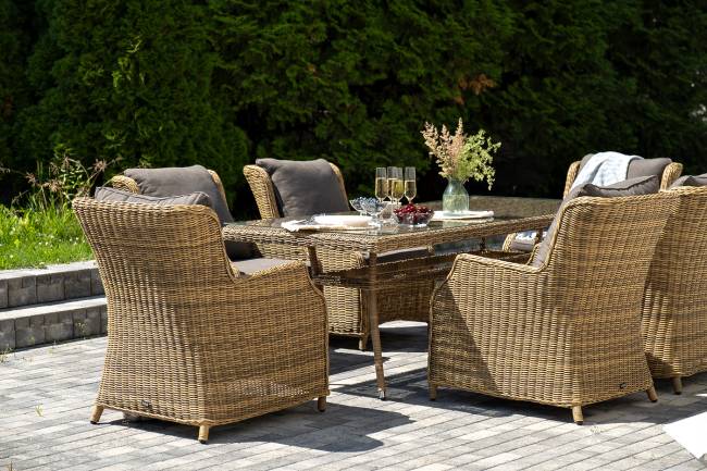 "Неаполь" обеденная группа плетеная из искусственного ротанга, цвет соломенный "Неаполь" обеденная группа плетеная из искусственного ротанга, цвет соломенный