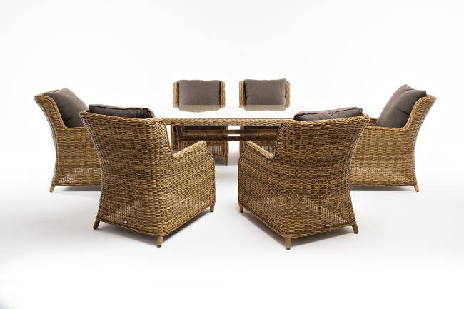"Неаполь" обеденная группа плетеная из искусственного ротанга, цвет соломенный "Неаполь" обеденная группа плетеная из искусственного ротанга, цвет соломенный