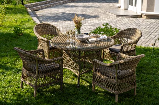 "Дольче" обеденная группа из искусственного ротанга, цвет соломенный "Дольче" обеденная группа из искусственного ротанга, цвет соломенный