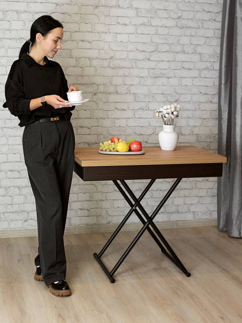 Стол-трансформер Лерон дуб крафт золотой/черный