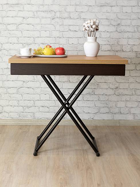 Стол-трансформер Лерон дуб крафт золотой/черный