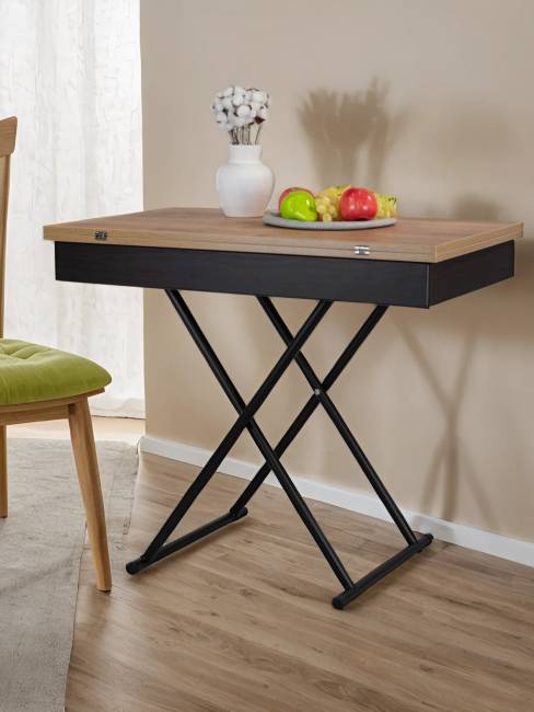 Стол-трансформер Лерон дуб крафт золотой/черный