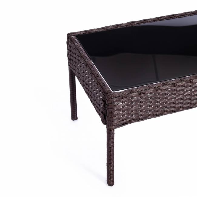 Лаундж сет (диван+2кресла+столик+подушки) (mod. 210000) пластиковый ротанг, 107x60x73см/58х60х72,5см/75х40.5х37,5, коричневый, ткань: DB-02 бежевый