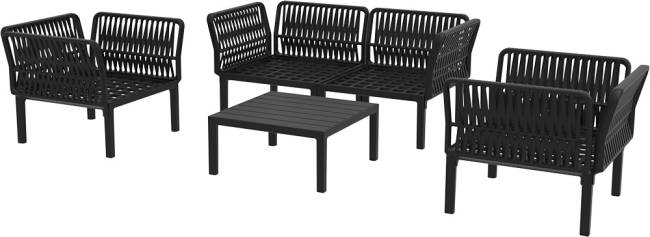 Комплект пластиковой мебели Portofino Lounge черный, темно-серый