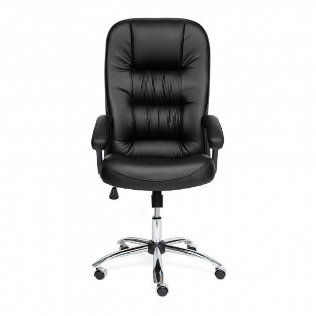Кресло офисное TetChair CH 9944 хром (Искусств. чёрная кожа)