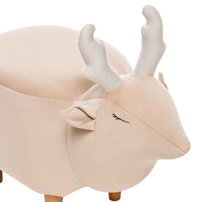 Пуф Leset Оленёнок V18 бежевый, компаньон Milos 02 белый Бук Пуф Leset Оленёнок V18 бежевый, компаньон Milos 02 белый Бук