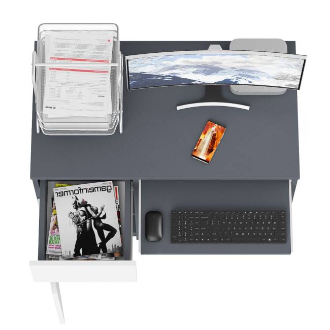 Стол компьютерный Мори МС-1 левый цвет графит/белый Стол компьютерный Мори МС-1 левый цвет графит/белый