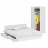 Двуспальная Кровать белая с ящиками 1800 с угловым шкафом Стандарт цвет белый