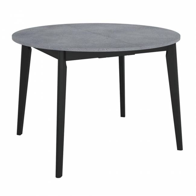 Стол Oslo круглый раскладной 110-140x110x76см, Бетон Портленд, чёрный Стол Oslo круглый раскладной 110-140x110x76см, Бетон Портленд, чёрный