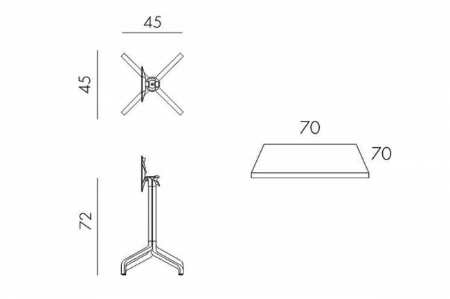 Стол складной квадратный Frasca Mini 70*70, антрацит (база + столешница) Стол складной квадратный Frasca Mini 70*70, антрацит (база + столешница)