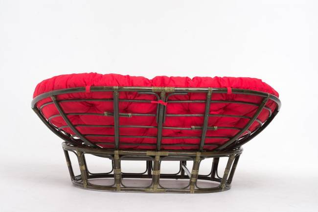 Кресло "MAMASAN" олива  красная подушка