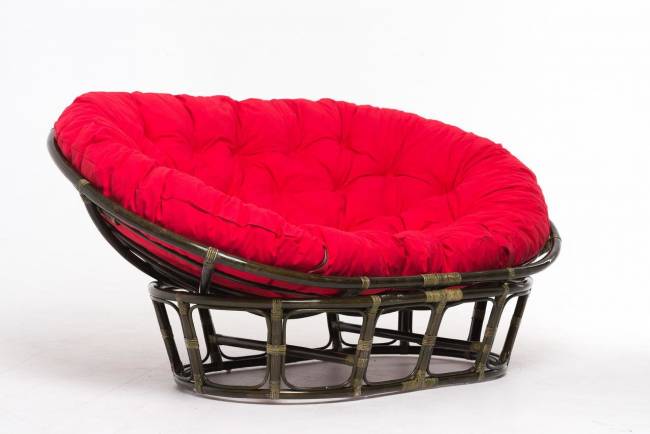 Кресло "MAMASAN" олива  красная подушка
