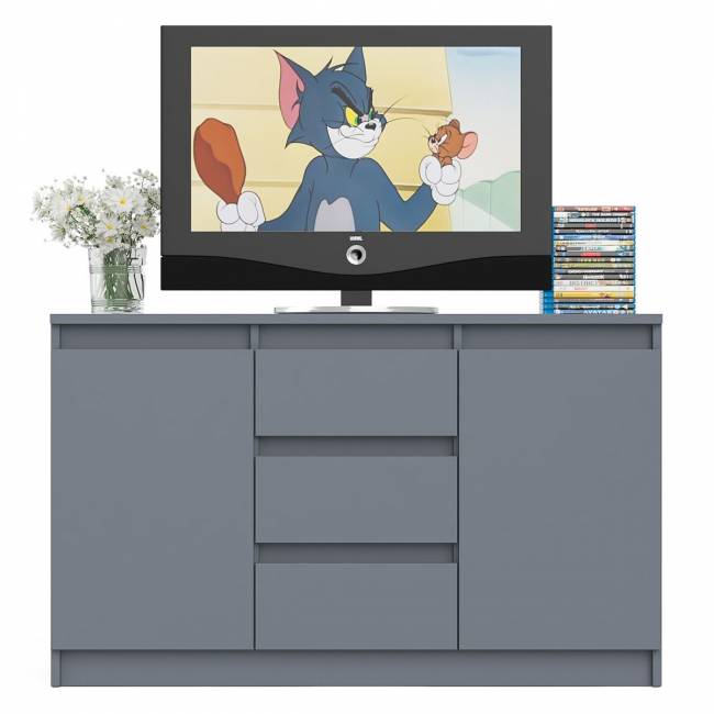 Комод-тумба три ящика и две дверки Мори МК1200.3 цвет графит