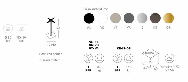 Подстолье металлическое Tiffany белый 400х400х730 мм Подстолье металлическое Tiffany белый 400х400х730 мм