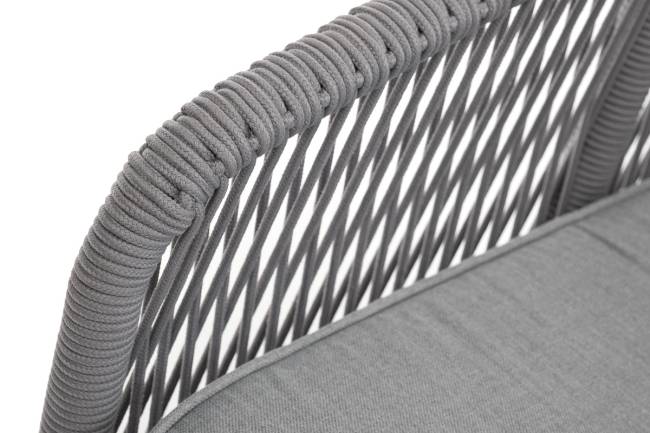 "Канны" правый модуль плетеный из роупа, каркас алюминий белый шагрень, роуп светло-серый круглый, ткань светло-серая "Канны" правый модуль плетеный из роупа, каркас алюминий белый шагрень, роуп светло-серый круглый, ткань светло-серая