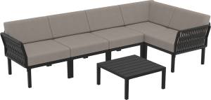 Комплект пластиковой мебели Portofino Lounge Corner черный, светло-коричневый