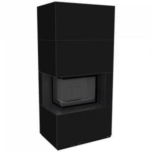 Каминокомплект Kratki PRO FLOKI NERO ASSOLUTO, угловое стекло слева