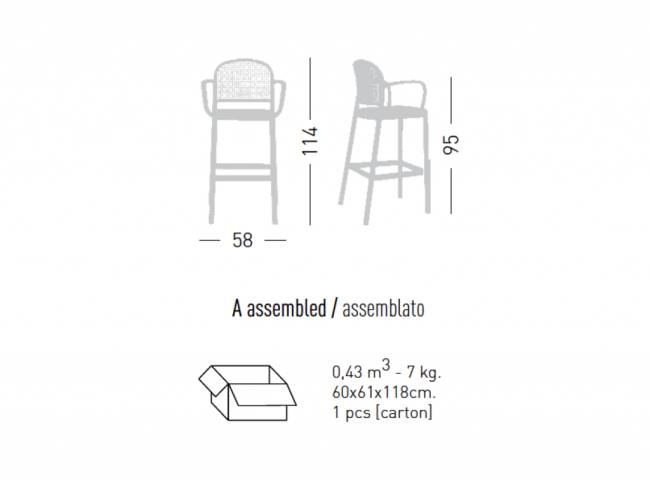 Кресло пластиковое барное Panama B белый 580х590х1140 мм