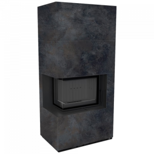 Каминокомплект Kratki PRO FLOKI OSSIDO NERO, угловое стекло слева