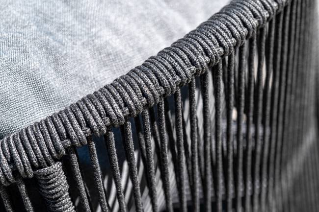 "Милан" лаунж-зона 4-местная плетеная из роупа (веревки), каркас алюминиевый темно-серый, роуп темно-серый "Милан" лаунж-зона 4-местная плетеная из роупа (веревки), каркас алюминиевый темно-серый, роуп темно-серый