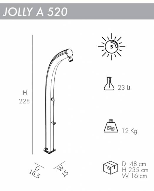 Душ солнечный Jolly A 520 165х150х2280 мм Душ солнечный Jolly A 520 165х150х2280 мм