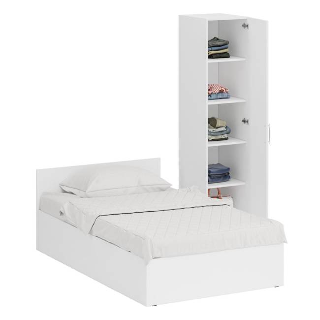 Кровать белая односпальная 1200 с пеналом Стандарт цвет белый