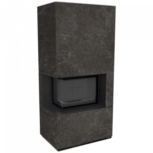 Каминокомплект Kratki PRO FLOKI NATURALI NERO GRECO, угловое стекло слева