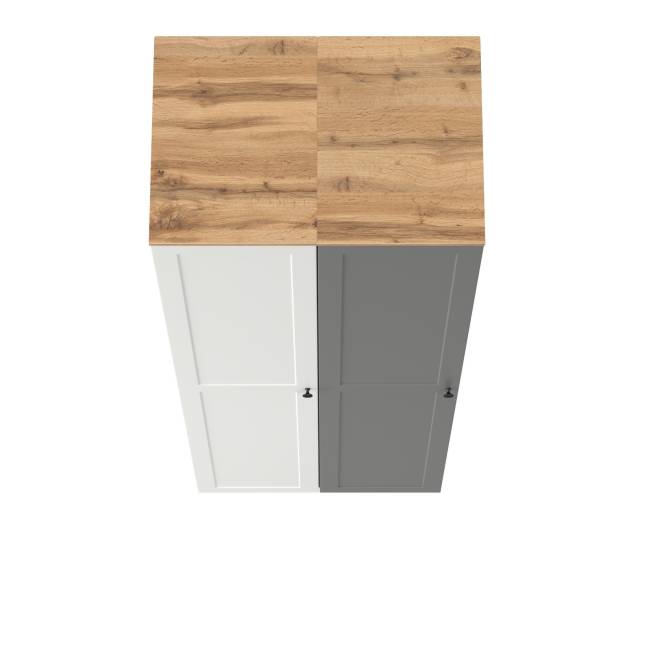 Два шкафа-пенала Остин цвет белый шагрень/серый графит/дуб крафт золотой