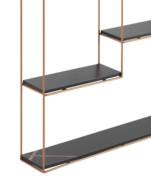 Полка Square золотая черный мрамор