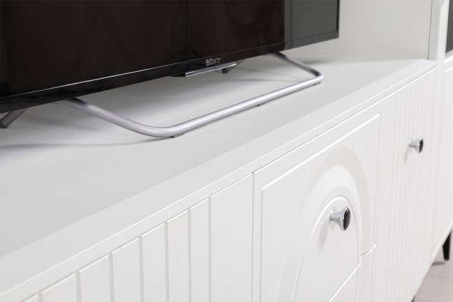 Большая стенка для ТВ-аппаратуры Валенсия № 64 цвет белый шагрень