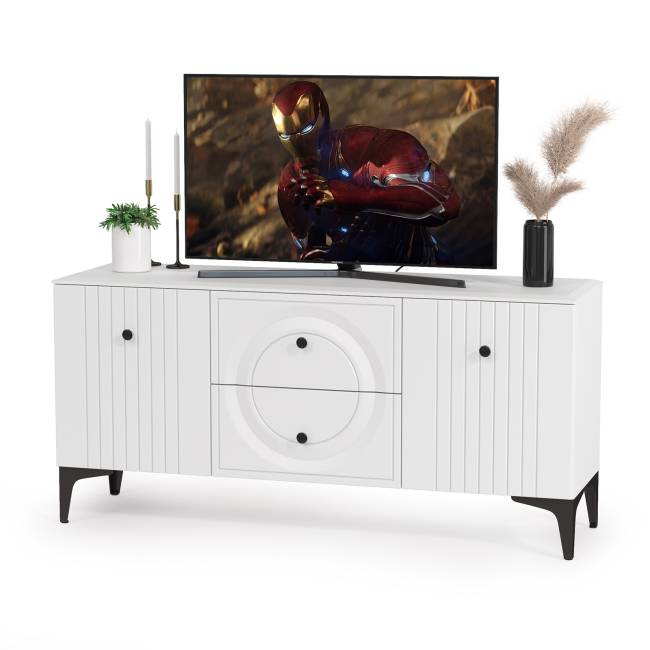 Большая стенка для ТВ-аппаратуры Валенсия № 64 цвет белый шагрень