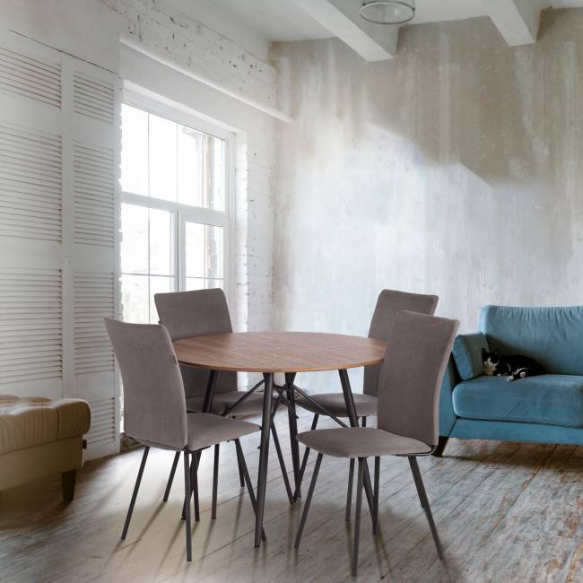 Стул обеденный Ля Русс/La Rousse велюр, серый/черный, 29, 49х50х93 серый флок Стул обеденный Ля Русс/La Rousse велюр, серый/черный, 29, 49х50х93 серый флок