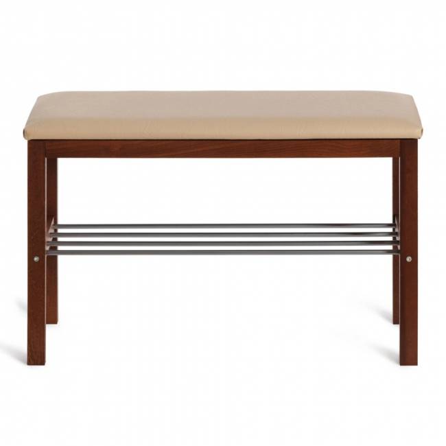 Банкетка BERYL дерево / экокожа, 67*31*49 см, темный орех/бежевый Банкетка BERYL дерево / экокожа, 67*31*49 см, темный орех/бежевый