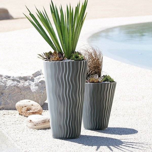 Кашпо для цветов SANDY серый 2 предмета 18 и 37л Кашпо для цветов SANDY серый 2 предмета 18 и 37л