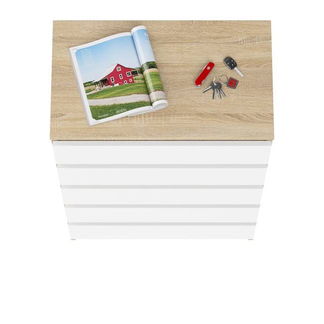 Узкий комод пять ящиков Мори МК700.5 цвет дуб сонома/белый Узкий комод пять ящиков Мори МК700.5 цвет дуб сонома/белый