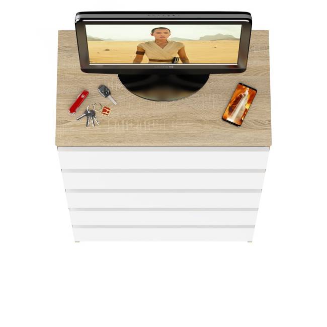 Узкий комод пять ящиков Мори МК700.5 цвет дуб сонома/белый Узкий комод пять ящиков Мори МК700.5 цвет дуб сонома/белый