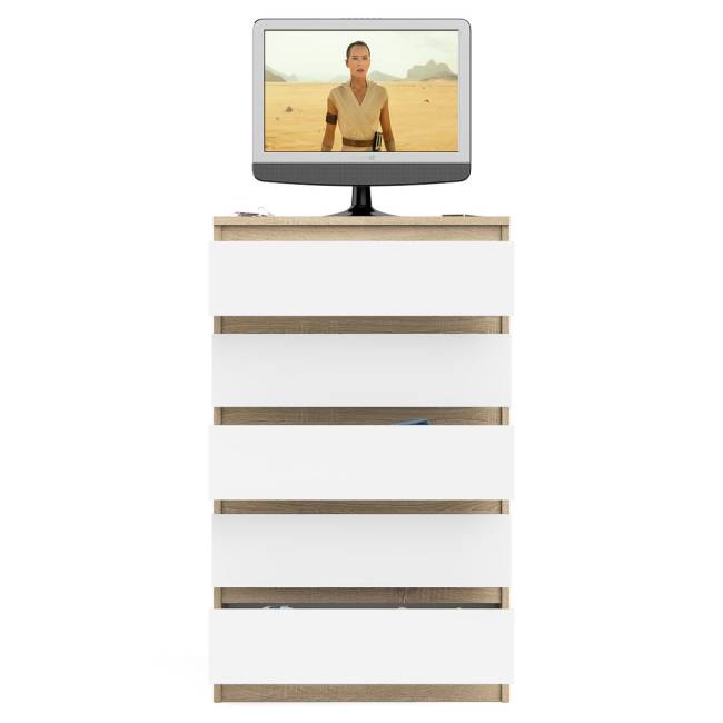 Узкий комод пять ящиков Мори МК700.5 цвет дуб сонома/белый Узкий комод пять ящиков Мори МК700.5 цвет дуб сонома/белый